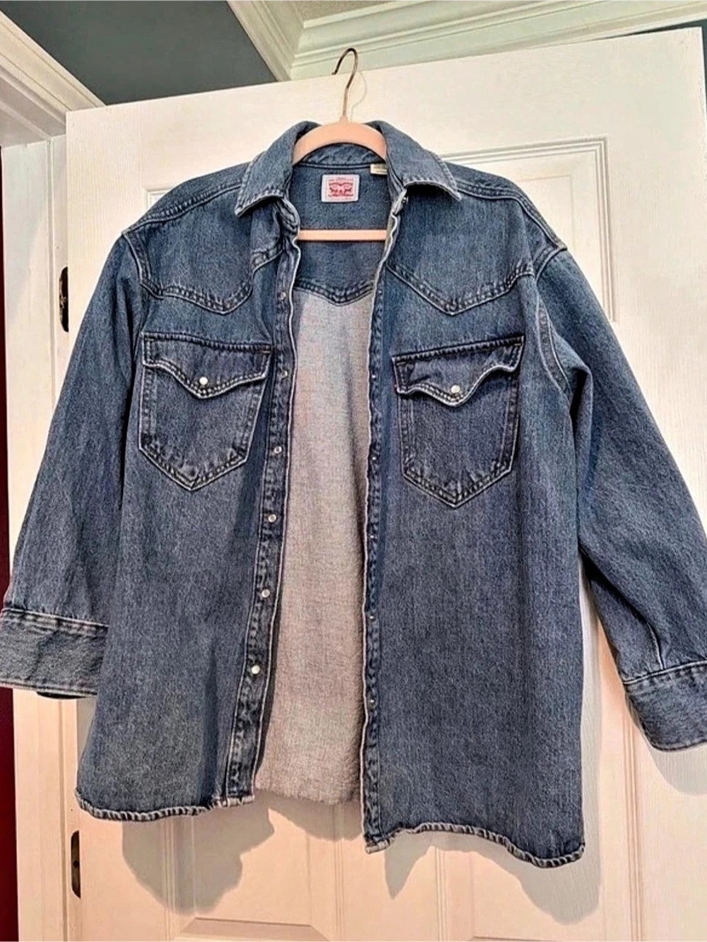 Levi's Barstow Western Shirt Denim Shirt Jacket in Blue Size Medium Like New